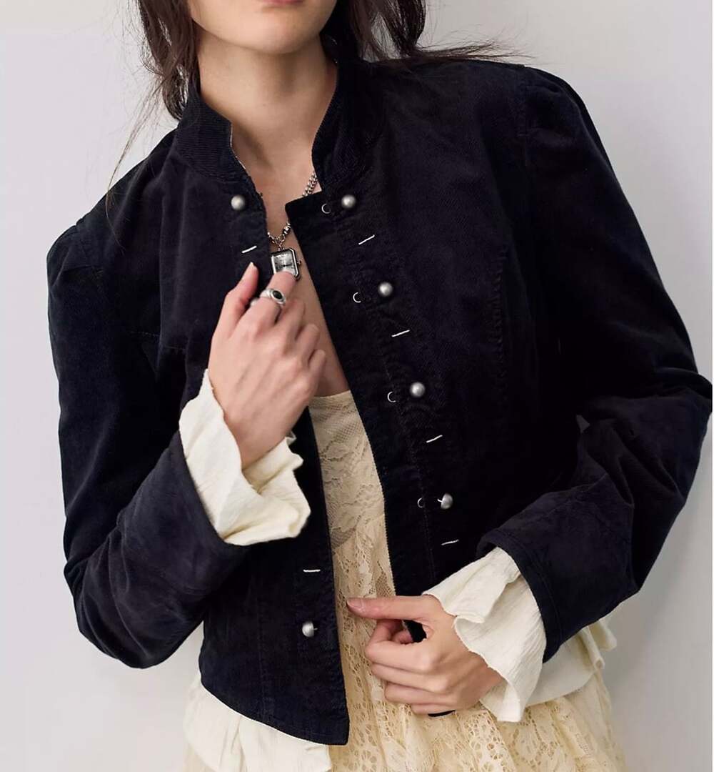 Free People Cloud Nine Black Corduroy Blazer Jacket size  medium